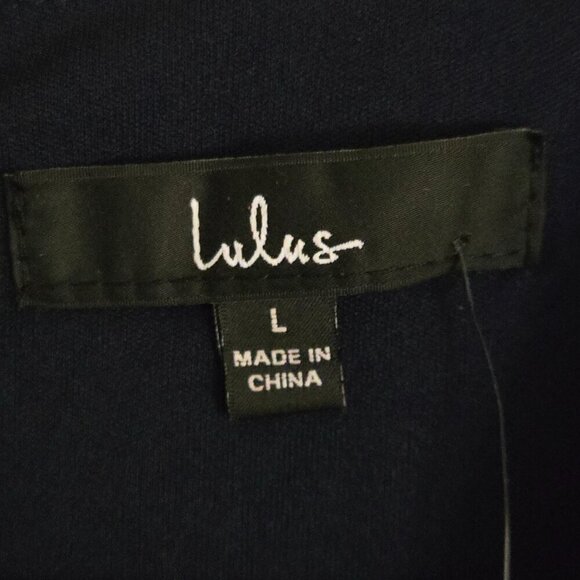 Lulus NWT Anything Lovlier Floral Print Tiered Midi Dress Navy Daisy Size L - Picture 11 of 12